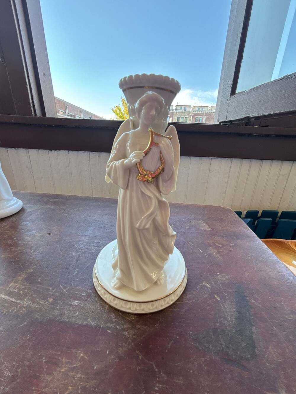 Lenox Heavenly Angel with Harp Candlestick Holder